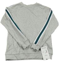 Nové - Šedo-bílo-zelená mikina s pruhy M&S