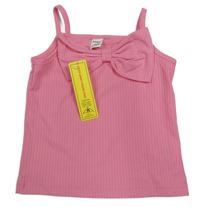 Nové - Růžový žebrovaný top s mašlí Shein