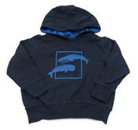 Tmavomodrá mikina s velrybami a kapucí Lupilu