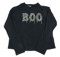 Černé crop triko s nápisem z kamínků F&F