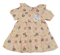 Nové - Světlerůžové květované šaty s Minnie a límečkem Primark