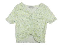 Světlezeleno-bílé květované crop žebrované tričko Matalan