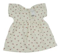 Nové - Bílé žebrované šaty s třešněmi H&M