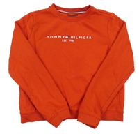 Červená crop mikina s logem Tommy Hilfiger