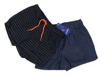Nové - 2set - 2x plátěné kraťasy - tmavomodré + tmavomodro-bílé pruhované Lupilu