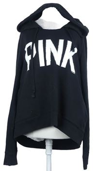 Dámská černá oversized mikina s logem a kapucí Pink 