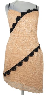 Dámské oranžovo-černé krajkové šaty Topshop 