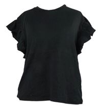 Dámské černé crop tričko s volánky Zara 