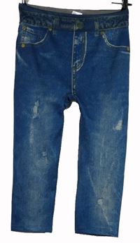 Dámské modré capri legíny riflového vzhledu ElleNor 