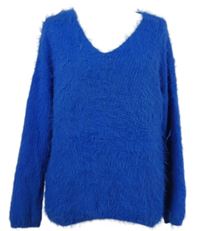 Dámský safírový chlupatý svetr Primark 