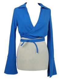 Dámská modrá zavinovací crop halenka Shein 