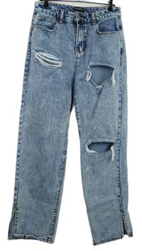 Dámské modré plísňové rifle s dírami PrettyLittle Thing