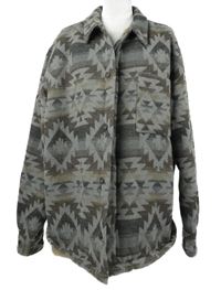 Pánská šedá vzorovaná zateplená košilová bunda Next 