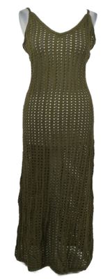 Dámské khaki ažurové svetrové šaty Primark 