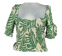 Dámská béžovo-zelená vzorovaná žabičková crop halenka H&M