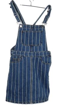 Dámské modré pruhované riflové laclové šaty H&M