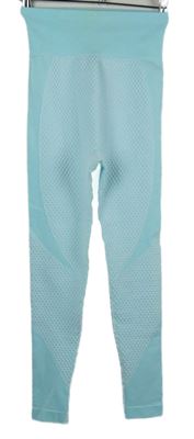 Dámské světlěmodré vzorované sportovní legíny
