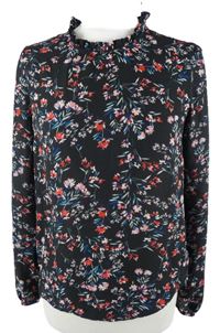 Dámská černá kytičkovaná halenka Primark 