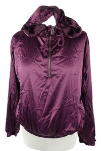 Dámská purpurová saténová bunda s kapucí Forever21