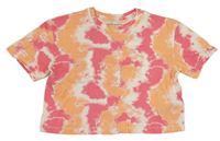 Bílo-oranžovo-růžové crop tričko Primark