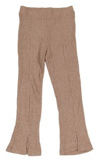 Světlerůžové třpytivé žebrované úpletové kalhoty River Island