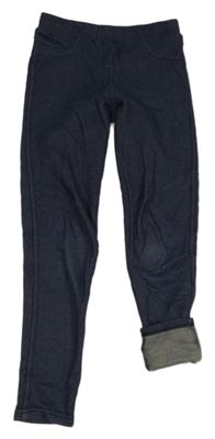 Tmavomodré melírované zateplené tregíny Yigga