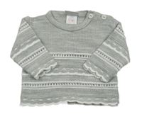 Šedo-bílý pruhovaný svetr 