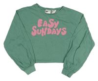 Zelené crop triko s nápisem H&M