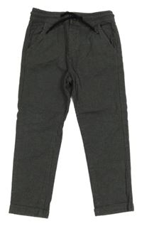 Šedo-černé plátěné kalhoty Tu