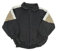 Tmavošedo-béžovo-bílá oversize propínací mikina George