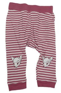 Vínovo-bílé pruhované lehké tepláky s Bambim Disney
