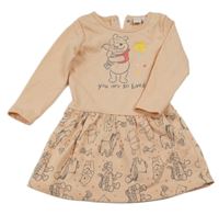 Světlerůžové teplákové šaty s medvídkem Pú disney