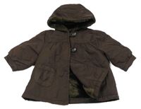 Hnědá šusťáková zateplená bunda s kapucí