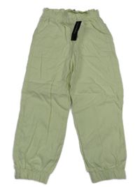 Nové - Světlezelené lněné cuff kalhoty Dunnes