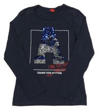 Tmavomodré triko s písmenem z flitrů S. Oliver