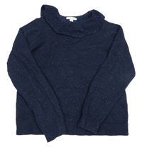 Tmavomodrý třpytivý svetr s límečkem Vertbaudet