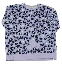Nové - fialová plyšová mikina s leopardím vzorem M&S