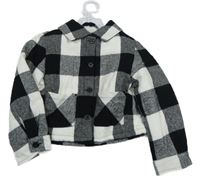 Nové - černo-bílá kostkovaná zateplená bunda 