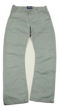 Světlešedé plátěné curved leg kalhoty bluezoo