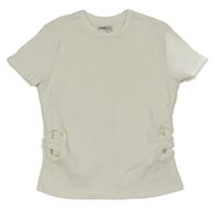 Bílé žebrované crop tričko Page one young