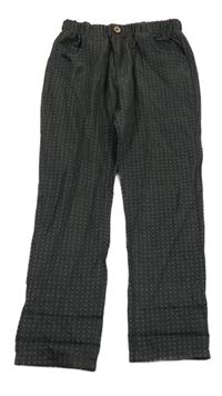 Antracitové chino puntíkaté lehké kalhoty