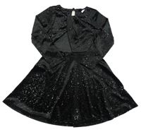 Černé sametové třpytivé šaty Reiss