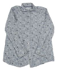 Bílo-modrá květovaná košile Vertbaudet