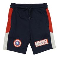 Tmavomodro-červeno-bílé sportovní kraťasy Marvel Primark
