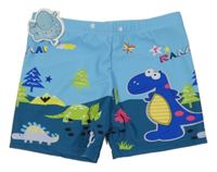 Nové - modro-mintové kraťasy s dinosaury 