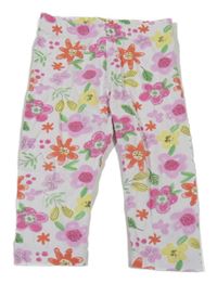 Bílé květované crop legíny Kids