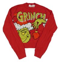 Červený crop svetr s Grinchem H&M