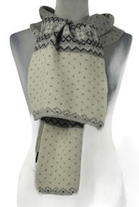 Dámská šedo-smetanová pletená šála se vzorem