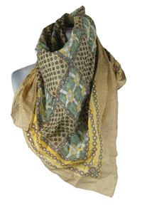 Dámský béžový šátek se vzorem 