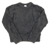 Tmavošedý chlupatý svetr Next